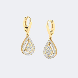 1.00CTW, Round, Cluster/Prong/Pave, Halo Cluster Drop / <b>Leverback</b> Dangle - Product Image 5