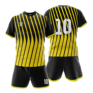 Ensemble d'uniformes de football personnalisés rouge et noir, maillot de football à manches courtes, short assorti, tenue de sport rayée, vêtements de sport pour équipe - Product Image 6