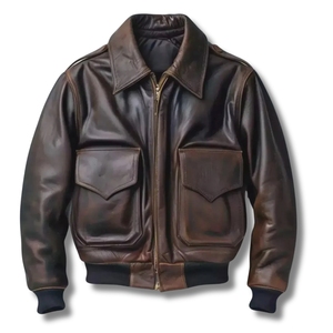 Veste de pilote en cuir marron vintage A2 de qualité supérieure en cuir de vachette antique pour hommes et femmes |   Veste bomber authentique pour couple aviateur - Product Image 2