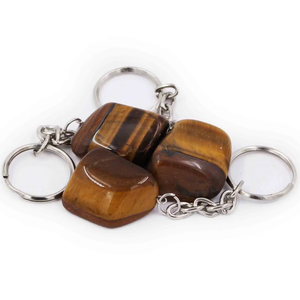 Llavero de cristal de alta calidad con ojo de tigre, llavero de piedra natural pulida, regalos para mujeres, venta al por mayor. - Product Image 5