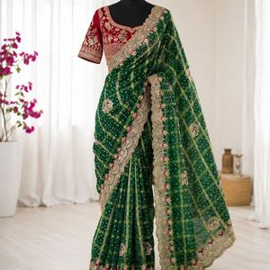 Sari en chiffon premium Panetar avec broderie de paillettes et blouse cousue, prix de gros par Royal Export - Product Image 5