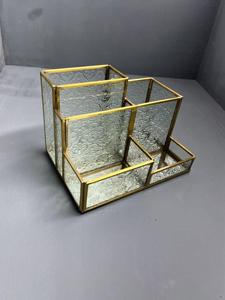 ที่ใส่แปรงแต่งหน้าแก้วลายนูนดีไซน์หรูหรา ARTISAN DESIGN กล่องเก็บเครื่องสำอาง กล่องจัดระเบียบโต๊ะเครื่องแป้ง กล่องเก็บอุปกรณ์สำนักงาน - Product Image 3
