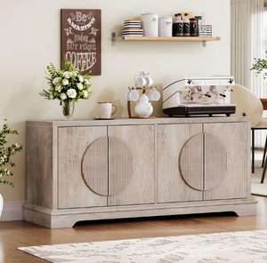 Aparador Moderno Retro Vintage Industrial de Madera de Mango Reciclada con 3 Puertas y Estructura de Hierro para Comedor, Hogar o Cocina - Product Image 1