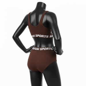 ชุดบิกินี่ผู้หญิงแบบพรีเมียม ผ้าโพลีเอสเตอร์ผสมสแปนเด็กซ์ สีน้ำตาลส้ม ลายพิมพ์แบบซับลิเมชั่น พร้อมโลโก้สั่งทำพิเศษ - Product Image 5