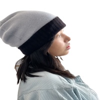 Gorro KMB Pashmina 100% Cachemira/Pashmina Unisex de Doble Cara, Tejido a Mano, Cálido, Elegante, Invierno, Colores Sólidos, Nepal