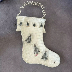 <b>Metal</b> <b>Tin</b> Christmas Stocking Folk Art Decor Wall Hanging Holidays feltsocks - Product Image 1