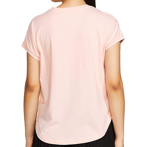 T-shirt en coton rose à manches courtes et col rond pour femme, couleur unie, décontracté, coupe classique, tricoté, respirant, style streetwear - Product Image 3