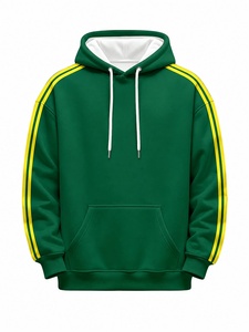 Sweat-shirt à capuche unisexe écologique surdimensionné avec rayures vertes, pull décontracté à capuche, couleur unie, design avec poche, vêtements d'hiver - Product Image 5