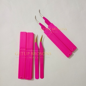ชุดแหนบต่อขนตาปลายเรียบป้องกันไฟฟ้าสถิตย์ สีชมพู สแตนเลสคุณภาพสูง GETUP BROSONS IMPEX พร้อมโลโก้สั่งทำ - Product Image 2