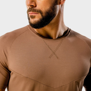 Nouveau T-shirt de sport en coton pour homme, col rond, logo frontal, coupe ample, respirant, extensible, ajusté, manches courtes - Product Image 6