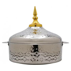 Marmite à soupe et à bouillon en argent, design dôme, magnifique faitout antique pour servir et réchauffer les aliments en cuisine - Product Image 6