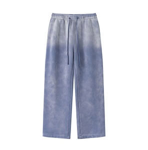 CUSTOM Men's Sporty Baggy Wide Leg <b>Trousers</b> <b>Elastic</b> <b>Waist</b> Acid Wash Breathable Eco-Friendly Polyester/Cotton Relaxed Fit - Product Image 2