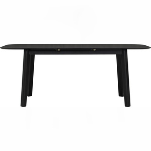 Modern Black <b>Round</b>-to-Oval Extension <b>Table</b> Durable MDF <b>Wood</b> Finish and <b>Solid</b> <b>Wood</b> Legs Space Saving <b>Dining</b> for Apartment - Product Image 2