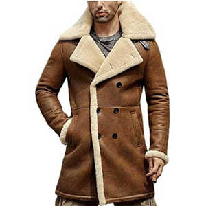 Manteau à capuche en cuir véritable écologique pour homme, doublé de velours et de laine, nouvelle collection automne/hiver - Product Image 2