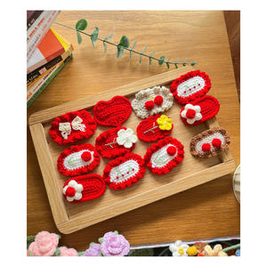 Hand Crochet Hair <b>Clips</b> Baby Girl Knitted <b>Bow</b> Barrettes Floral Animal Hair Accessories DIY Craft Kit - Product Image 2