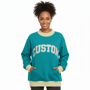 Nouveaux Sweat-shirts à Col Montant Amples et Décontractés avec Broderie Appliquée Lettres, Marque Privée, en Coton pour Filles, Usage Quotidien, OEM - Product Image 1