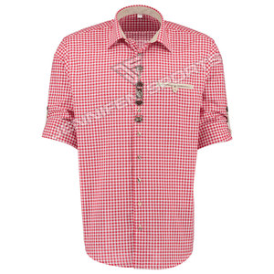 Stylish <b>Men's</b> Casual <b>Shirts</b> <b>Long</b> <b>Sleeve</b> Check <b>Red</b>&WhiteSlim Fit Bavarian Dress <b>Shirt</b> - Product Image 2
