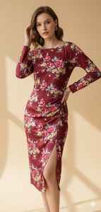 Robe midi moderne pour femme à fines bretelles, imprimé Ikat, fluide, longueur cheville, taille naturelle, bleue, décontractée, boutonnée, coupe trapèze, 100% respirante - Product Image 3