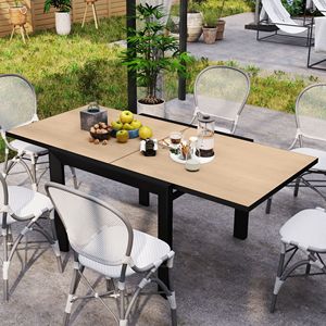 Tavolo da Pranzo Esterno Espandibile da 180 cm per 4-6 Persone, Tavolo Pieghevole da Patio in Alluminio con Piano Effetto Legno Naturale 90 cm - Product Image 2