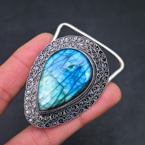 Venta al por mayor de gemas de labradorita azul brillante en forma de cabujón para joyería femenina. - Product Image 4