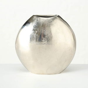 Vase de table sculptural en métal argenté moderne Ligne mince en fonte d'aluminium fabriquée à la main - Product Image 1