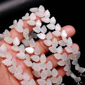 ลูกปัดรูปใบไม้หินมูนสโตนสีขาว AAA ลูกปัดพลอยธรรมชาติแกะสลักด้วยมือสำหรับทำเครื่องประดับ ขนาด 10-11 มม. ความยาว 8 นิ้ว ขายส่ง - Product Image 5