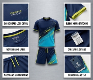 Ensemble de maillots de football personnalisés pour hommes en polyester TESSUTO, motif hexagonal imprimé, anti-UV, kit d'entraînement par sublimation pour équipes - Product Image 6