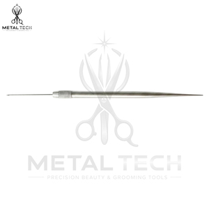 Aiguille de ventilation en acier inoxydable argenté avec poignée moletée en métal, support micro-crochet, outils de précision pour extensions capillaires et toupets - Product Image 4