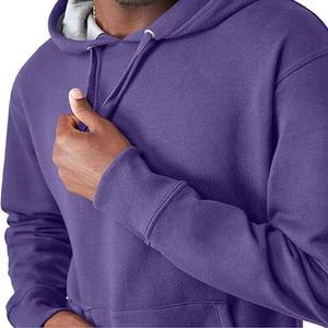 Sudadera con Capucha Morada para Hombre, Corte Regular, Color Sólido, Informal, 100% Algodón, Tejido de Felpa - Product Image 5