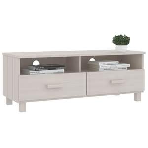 Meuble TV HAMAR en bois de pin massif blanc 41,7"x15,7"x15,7" - Product Image 6