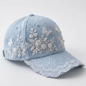 Women Lace Baseball <b>Hat</b> With Decorative Embroidery Rhinestone Accents Breathable Lace Panels Strap Outdoor <b>Summer</b> Style - Product Image 1