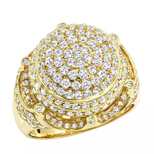 Gold Plated Moissanite <b>Ring</b> <b>Iced</b> Out Round Brilliant Pendant Style Men Band Wedding Party Jewelry - Product Image 1