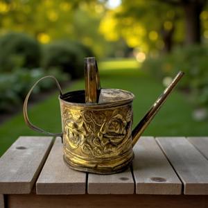 Regadera con diseño floral grabado en oro, perfecta para decoración de mesas, hoteles, cafeterías y eventos, procedente de la India. - Product Image 4