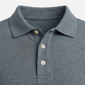 Polo en coton gris à manches courtes pour homme, décontracté, respirant, coupe classique, design tricoté uni - Product Image 4