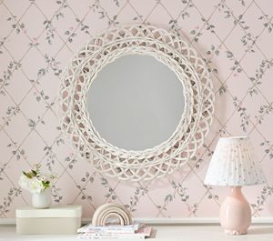 Espejo de Pared Redondo de Mimbre Blanco, Estilo Rústico Boho, Decoración para Dormitorio o Cuarto de Niños, Venta al Por Mayor OEM - Product Image 6