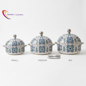 Lot de 3 casseroles de luxe en acier inoxydable, style arabe, avec couvercle, pour maintien au chaud et service - Product Image 3