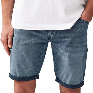 Shorts en jean d'été pour homme, extensibles, déchirés, coupe slim droite, noirs, mode streetwear - Product Image 1