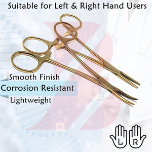 Pinzas Hemostáticas Manuales Kelly de Acero Inoxidable de 5 Pulgadas, Color Dorado, para Uso Hospitalario, Instrumentos Quirúrgicos con Certificación CE - Product Image 3