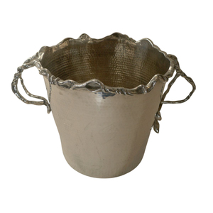Mariposa Pearled Individual Ice <b>Bucket</b> Elegant Silver Aluminum Wine Champagne Cooler Handcrafted Tabletop Barware & Wedding Gift - Product Image 4