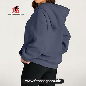 Sweat-shirt à capuche surdimensionné pour femme en molleton de coton, couleur unie, manches longues, respirant, pour l'automne - Product Image 2
