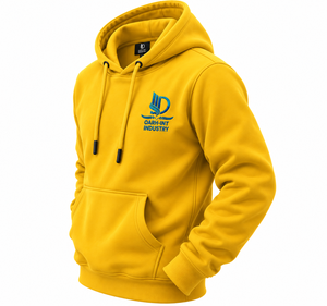OARH-INT INDUSTRY Sweat à capuche pour homme, jaune uni, avec logo sur le devant, poche, coupe décontractée, en polaire, pour l'automne - Product Image 5