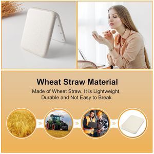 Espejo de Maquillaje Portátil Compacto con Luz, Ecológico, de Paja de Trigo, con Aumento de 1X/3X, Excelente Regalo - Product Image 2