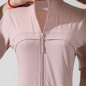 TANAZAINRA Veste de sport pour femme à manches longues, coupe régulière, respirante, haute élasticité, devant côtelé - Product Image 2