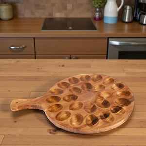ถาดใส่ไข่ไม้มะม่วงทำมือ ที่วางไข่ไม้สไตล์เรียบง่ายสำหรับจัดเก็บในครัวและตกแต่งเคาน์เตอร์สไตล์ฟาร์มเฮาส์ - Product Image 2