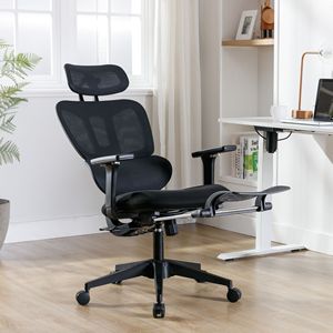 Sedia da Ufficio Ergonomica in Rete con Ruote Silenziose a 360 Gradi, Braccioli Regolabili, Poggiapiedi, Supporto Lombare 3D, Poggiatesta Multifunzionale - Product Image 5