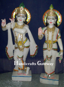 Hindu God Radha Krishna Marble Statue - Product Image 3