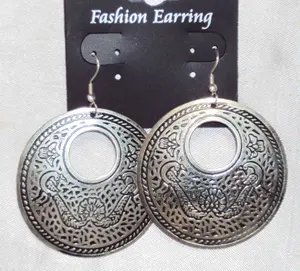 trendy modern Customized design Pattern Silver Plated metal earring metal women fashion jewelry