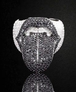 Anillo de Labio Clásico Iced Tongue con Micro Diamantes de Moissanita VS1, Estilo Miami Rappers Hip Hop, Chapado en Rodio, Regalo de Boda y Compromiso, Plata 925 - Product Image 6