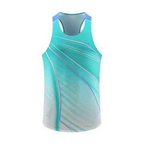 Men's Geometric Print Tank <b>Top</b> Sublimation Quick Dry Knitted Sporty O-Neck Sleeveless <b>Vest</b> Blue <b>Green</b> Pattern - Product Image 1