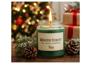 Vela Aromática Ecológica Clásica de Soja y Parafina con Aroma a Bosque Invernal, Hecha a Mano, Aroma Relajante, Decoración Navideña para el Hogar y Fiestas - Product Image 1